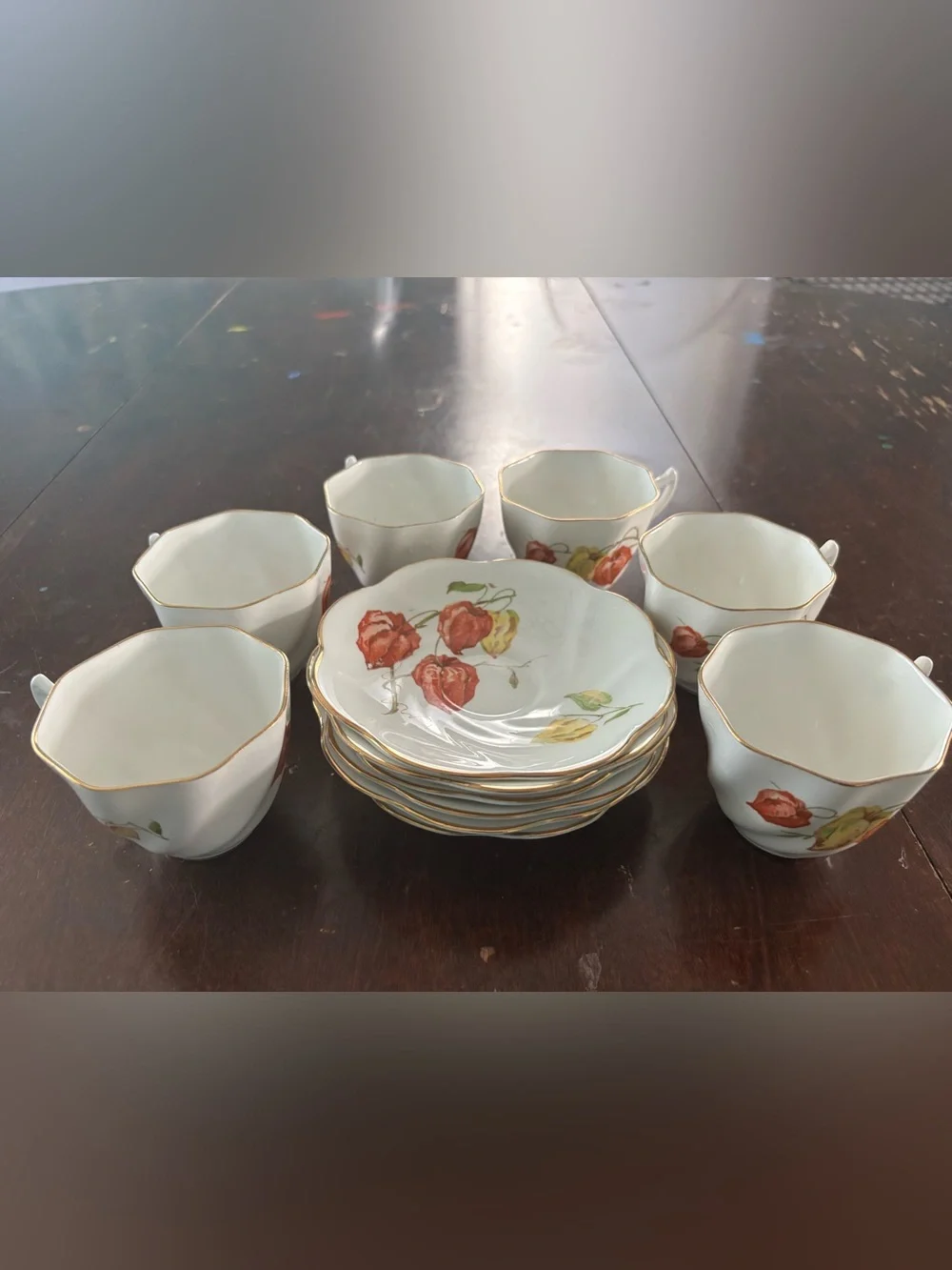 Vintage Royal Albert Crown Fine Bone China TeaCup and Saucer Set - set of 6